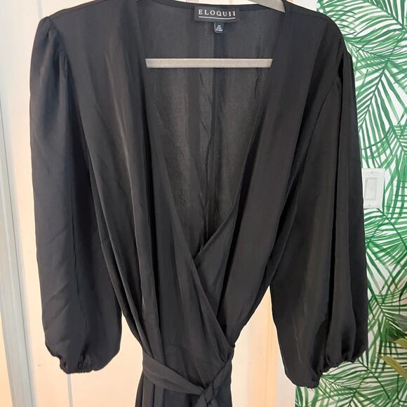 Eloquii Black Wrap Midi Dress Size 22 - Picture 3 of 7